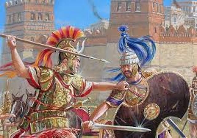 Menelaus battles Paris for revenge