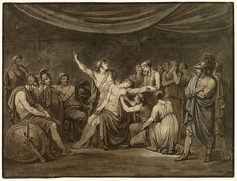 Patroclus, Achilles' friend, is killed by Hector