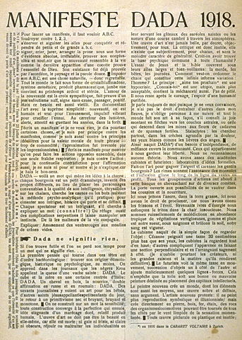 Es publica el Manifest dadaista de Tristan Tzara.