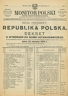 Wybory parlamentarne 1919 roku, Sejm Ustawodawczy.