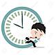 49061127 businessman running late as hurry up for work and clock rush hour on white background