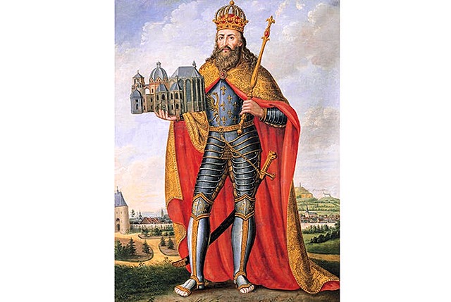 Charlemagne crowned emperor of the Holy Roman Empire by the pope