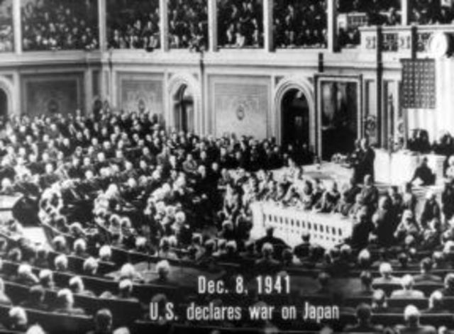 United States and Britain declare war on Japan