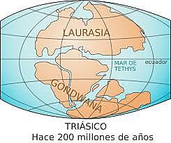 Fragmentación del supercontinente PANGEA.(Eón Fanerozico(Era Mesozoiaca,Periodo Jurásico))