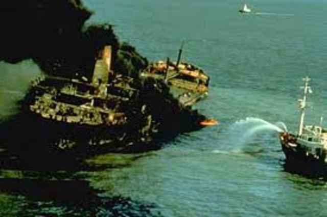 The Deepwater Horizon oil platform explodes in the Gulf of Mexico