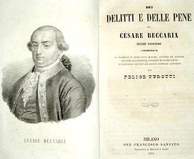 Libro "Dei delitti e delle penne" de Cesare Bonesana, marqués de Beccaria