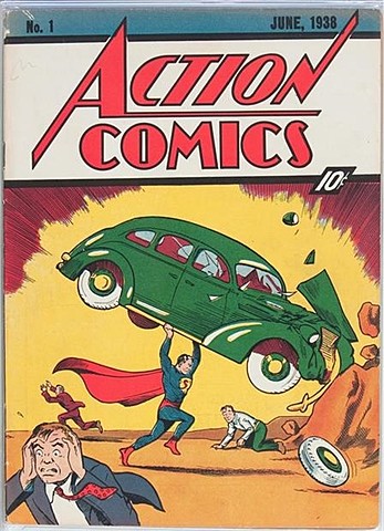 Primera aparició de Superman a la Revista Action Comics de Jerry Siegel i Joe Shuster.