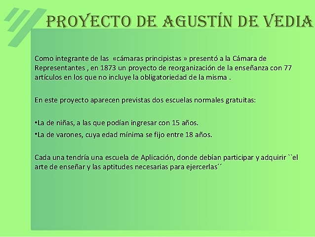 Proyecto de ley de Educación presentado por Agustin de Vedia