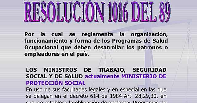 Resolución 1016 de 1989