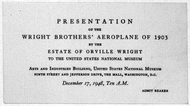 The Wright Brother's 1903 airplane arrives to Smithsonian from London