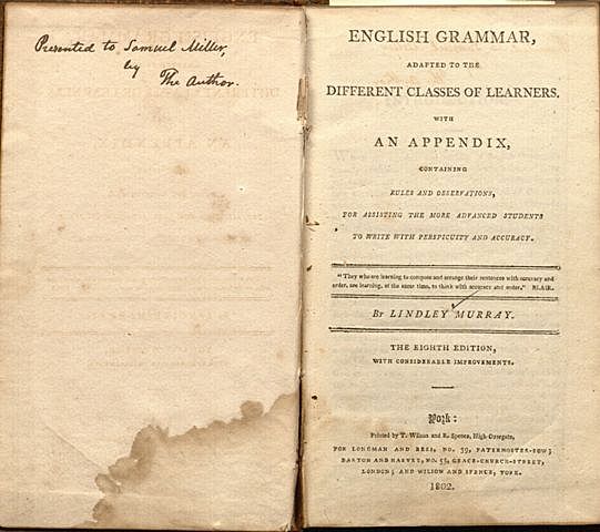 Publication of Murray's ENGLISH GRAMMAR