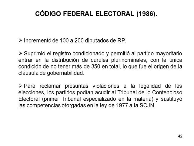 El código federal electoral de 1986