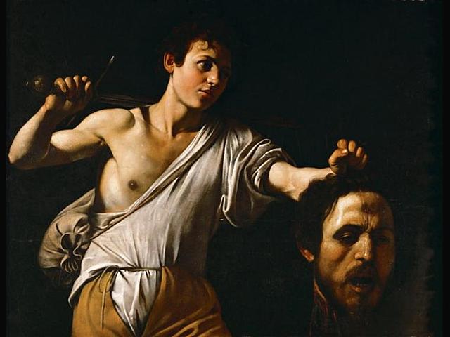 David con la cabeza de Goliath. Óleo sobre lienzo. Galería Borghese Roma.