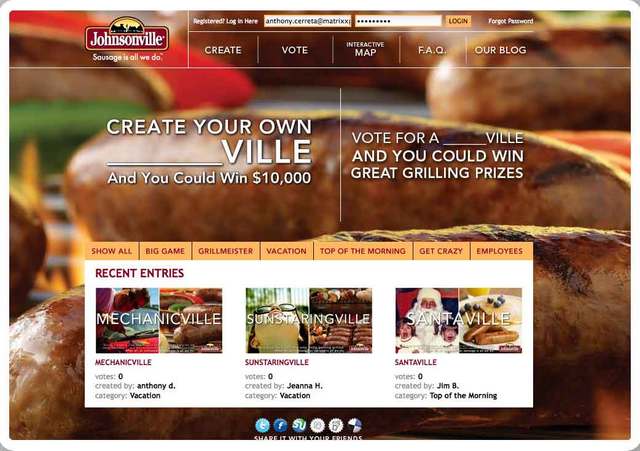 Lead Interactive Producer for Johnsonville "Create Your Own Ville" UGC Photo Marketing Campaign