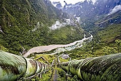 PERU. CUSCO. CONSTRUCCION DE LA CENTRAL HIDROELECTRICA DE MACHUPICCHU.