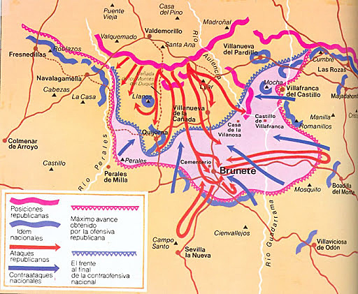Nationalist troops capture the town of Brunete, west of Madrid.