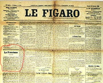 Filippo Tomasso Marinetti publica el manifiesto futurista