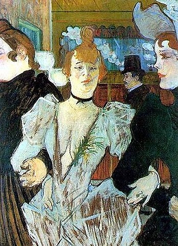 "La Goulue entra con dos amigas en el Moulin Rouge"