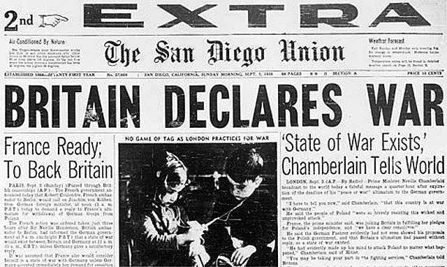 Gran Bretaña y Francia declaran la guerra a Alemania
