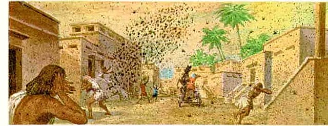 3ª Plaga El polvo de Egipto se convierte en mosquitos.