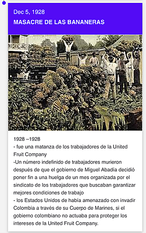 *** Dec 6,. La masacre de las bananeras, de Abadia Mendez en Colombia