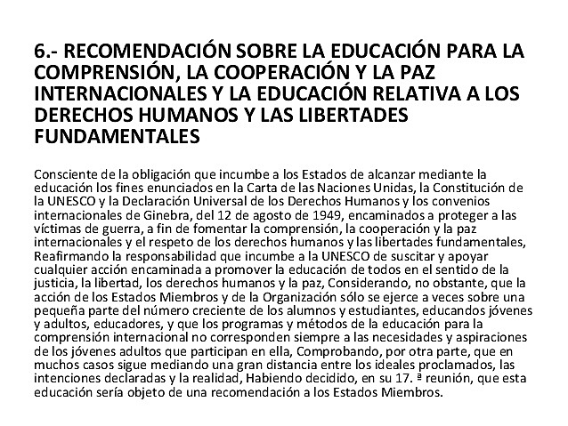 Recomendación sobre la educación-  UNESCO