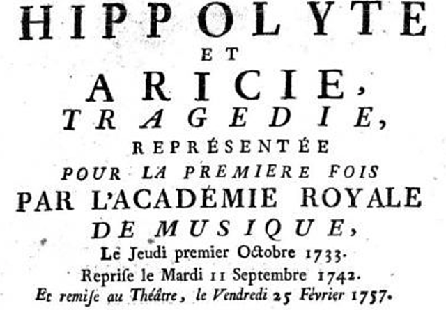 Hyppolite et Aricie, primera ópera de Rameau.