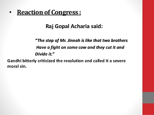 The Response to the Lahore resolution