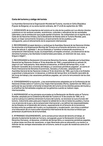Carta del turismo y código del turista (OMT)