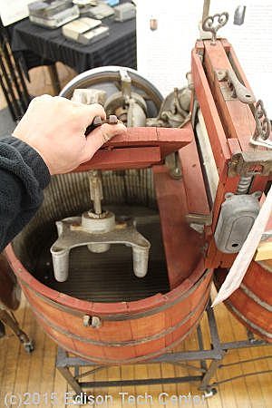 The first powered washing machine was invented.