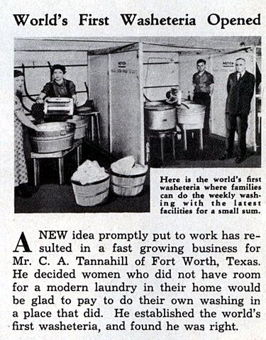 The first laundry mat was opened.