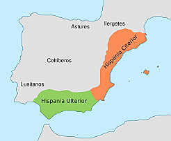 División de Hispania en Ulterior y Citerior