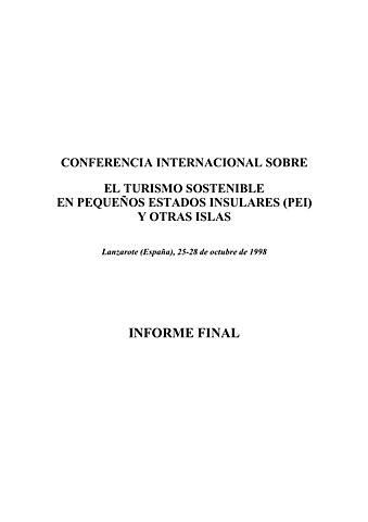 Conferencia internacional sobre el turismo sostenible en pequeños estados insulares (PEI) y otras islas (OMT, PNUMA)