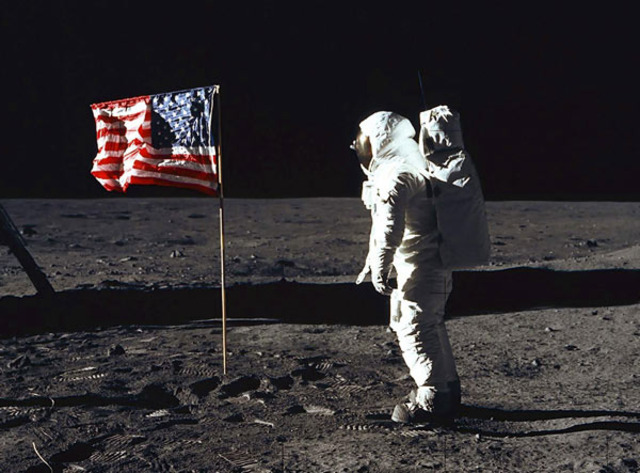 US puts first man on the moon
