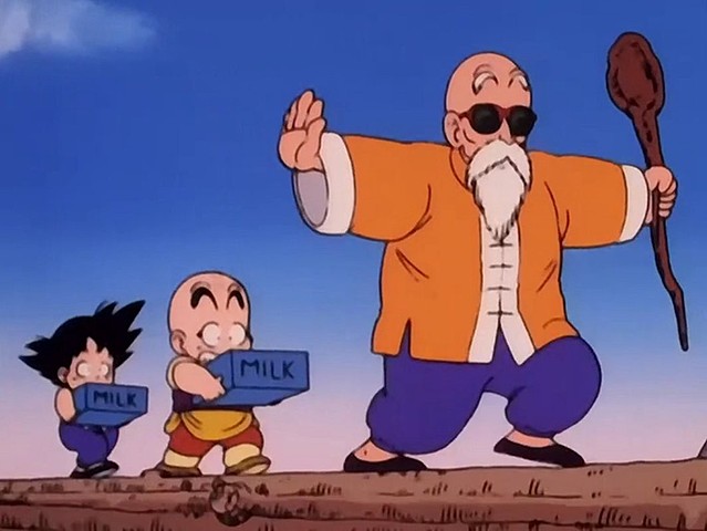 Goku entrena con el Maestro Roshi