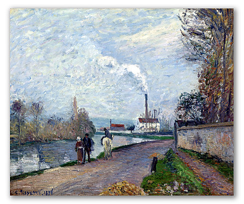 El Río Oise cerca de Pontoise con Cielo Gris, Pissarro