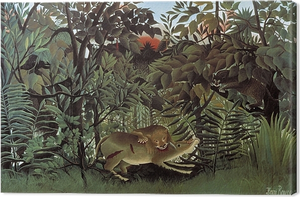 El león arrojándose sobre el antílope, Rosseau