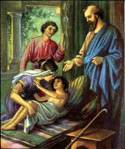 Elisha raises the boy from the dead.