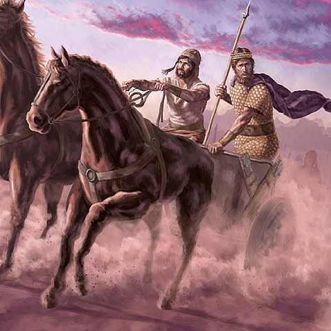 Jehoshaphat fights with Ahab against Syria