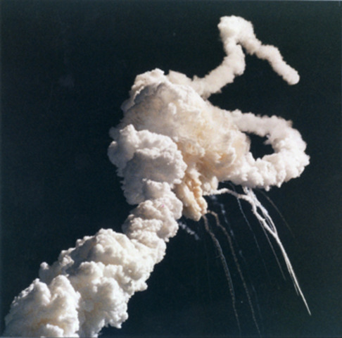 Space shuttle Challenger explodes