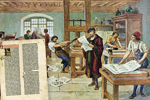 Boktryckarkonsten (1450) perspektiv: Teknik