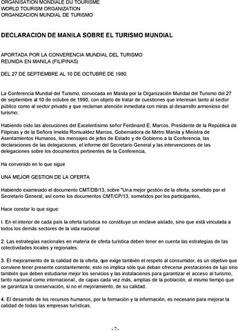DECLARACIÓN SOBRE EL IMPACTO SOCIAL DEL TURISMO EN FILIPINAS