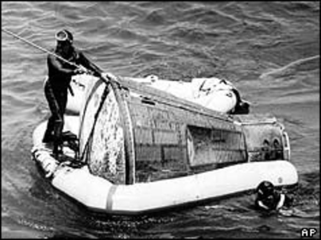 Gemini V returns to Earth