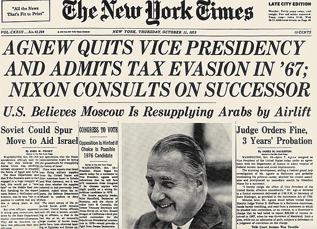 Spiro T. Agnew Resigns as Vice President