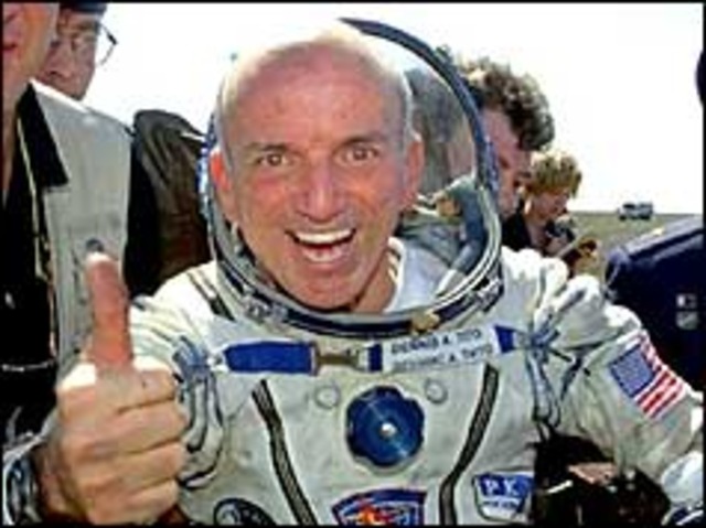 First space tourist blasts off
