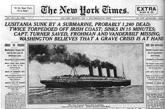 Lusitania sinks