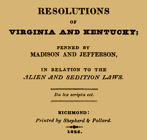 Virginia and Kentucky Resolutions