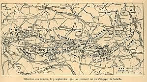 Allied forces halt German advance into France during First Battle of the Marne