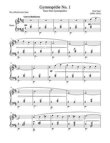 Trois Gymnopédies: No. 1, Lent et douloureux (Musical Composition)