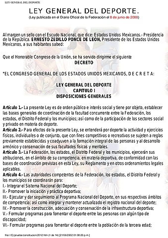 La ley general del deporte